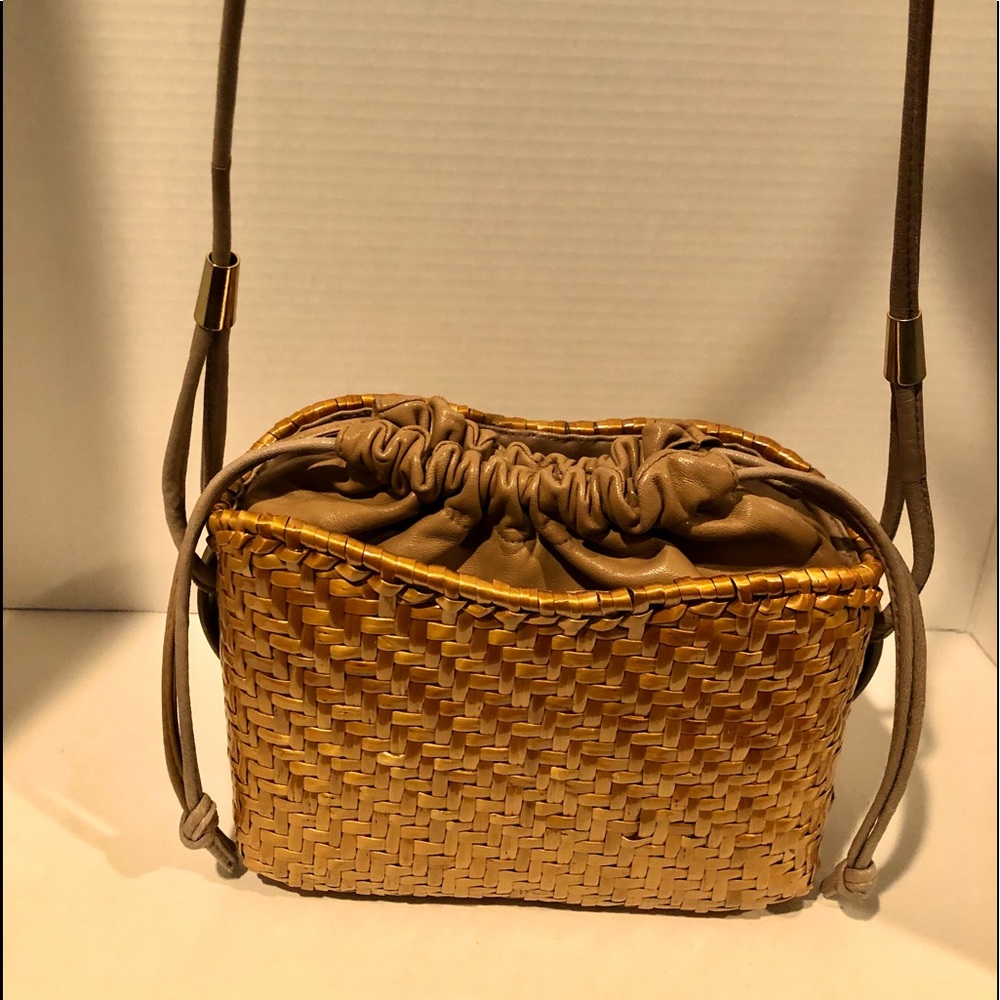 Vintage ROHO Leather and Ratan Shoulder Purse